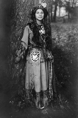 #ad Vintage Photo Native American Girl Pretty Flower Ah Weh Eyu Photo Reprint 8x12 $7.95