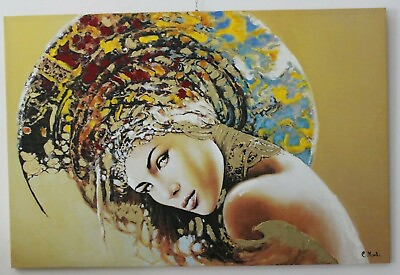 #ad Modern Painting Ladies Womens on Canvas Cotton Ritoccati by Hand Design Made IN $413.94