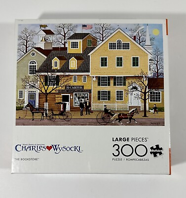 #ad The Bookstore Jigsaw Puzzle 300 peices Complete Charles Wysocki Colonial Horses $15.00