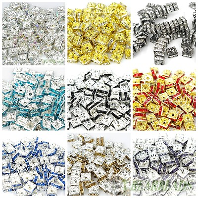 #ad 100pcs Top Czech Crystal Rhinestones Squaredelle Spacer Beads 5mm 6mm 8mm 10mm $5.78