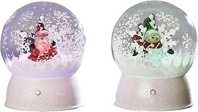 #ad Musical Glitter Globe 6.25 Inch Plays Assorted Musical Christmas Tunes Set of 2 $21.15