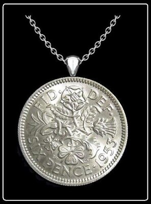 #ad ForeverHandCrafted ELIZABETH II SIXPENCE Necklace silver british florin coin $12.99