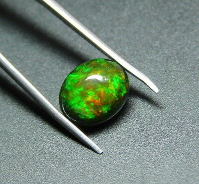 #ad Natural Green Fire Black Opal 8x6 mm Oval Multi Flashing Opal Loose Gemstones $10.39