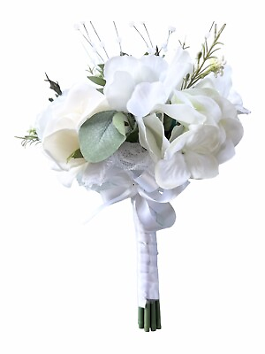 #ad Wedding Faux Floral Bouquet White amp; Blue Spring $20.00