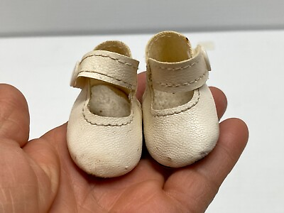 #ad VINTAGE Antique DOLL Accessories Doll Shoes old stock cute style Cream #BA 3 $4.99