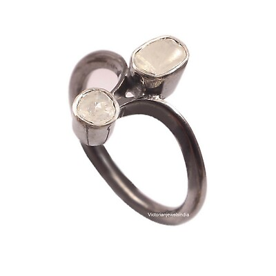 #ad Handmade 925 Silver Natural Polki Diamond Victorian Wedding gift Ring $88.11