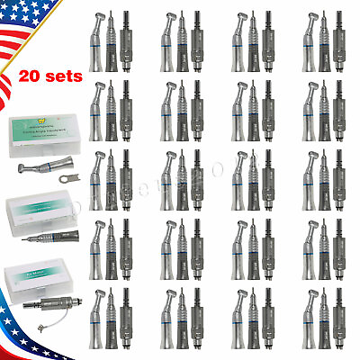 #ad 20 SETS NSK Style Dental Low Speed Handpiece Contra Angle Straight Air Motor 4 H $755.61